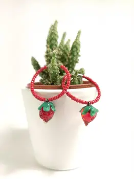 Murano Blown Glass Hoop Earrings Strawberry - Lampwork Glass Earrings Strawberry - Glass Earrings Fruit - Glass Jewelry
Murano Blown Glass Hoop Earrings Strawberry - Lampwork Glass Earrings Strawberry - Glass Earrings Fruit - Glass Jewelry
