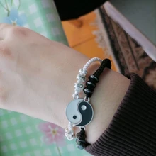 1 par pulsera Retro chino Tai Chi chismes desterrar mala suerte mano cuerda tejida BFF mejor amigo joyería de amistad