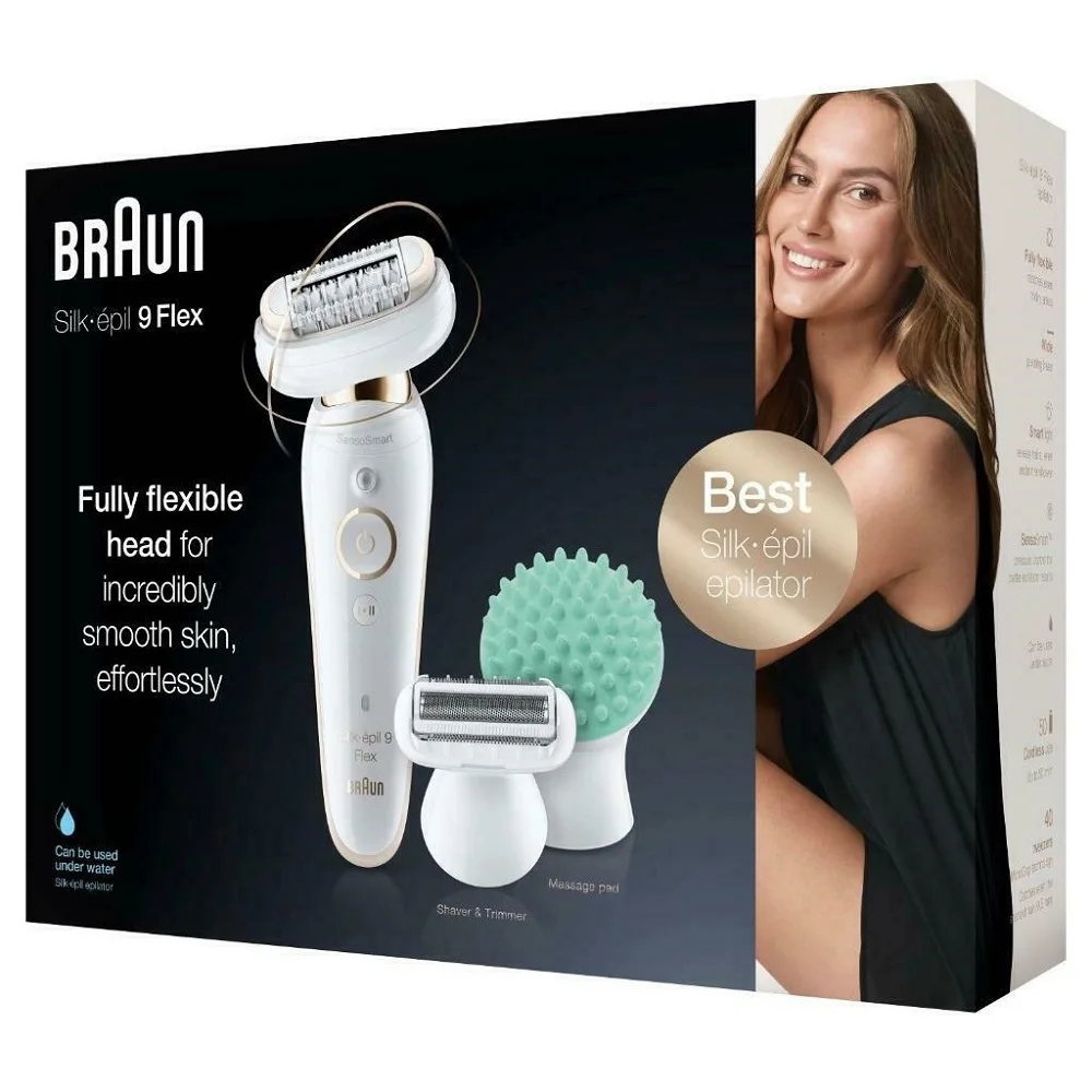 Braun Silk-épil 9 Flex 9020 SensoSmart Wireless Wet & Dry Cordless 6 Attachments - 3 in 1 Body Legs Epilator Hair Shaver | Бытовая