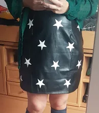 Elegant Skirt SHEIN Star-Print Summer A-Line Mid-Waist Black Geometric