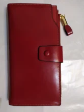 Billetera de cuero genuino con bloqueo RFID para mujer, Cartera de cuero de señora, diseño de marca de lujo, de cuero de cera de aceite, monedero