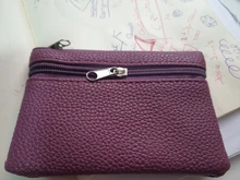 Cartera pequeña de cuero para hombre y mujer, monedero multifuncional con cremallera de cuero, tarjetero, monedero # L20