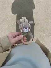 Mordedor de madera para bebé, sonajero de jirafa de ganchillo, sin BPA juguete, sonajero de madera para roedores, gimnasio móvil, juguetes educativos con logotipo personalizado, 1 ud.