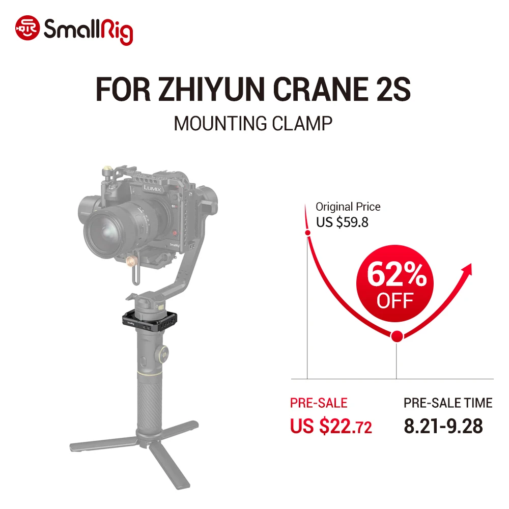 SmallRig Mounting Clamp for ZHIYUN CRANE 2S Handheld Stabilizer With 1/4 & ARRI 3/8 Accessory Mounts NATO Rail on Each Side 2994
SmallRig Mounting Clamp for ZHIYUN CRANE 2S Handheld Stabilizer With 1/4 & ARRI 3/8 Accessory Mounts NATO Rail on Each Side 2994