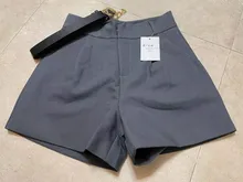 Pantalones cortos de cintura alta para mujer, Shorts femeninos de corte en A, de pierna ancha, estilo coreano, informales, con cinturón, nuevos, 2021