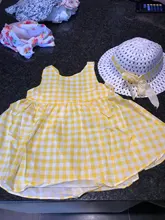 Conjunto de ropa de 2 piezas para niño de verano, vestidos de playa para bebé, bonito arco a cuadros, vestido de princesa de algodón sin mangas + sombrero para el sol 2012