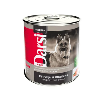Darsi canned food (Pate) D/adult dogs "chicken and turkey", 410g-12 PCs. 
Darsi canned food (Pate) D/adult dogs "chicken and turkey", 410g-12 PCs.