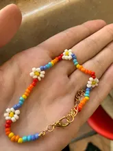 HangZhi-Pulseras de margaritas coreanas con flores, coloridas y transparentes, hechas a mano, elásticas, joyería, novedad de 2020