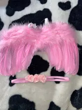 2 unids/set recién nacido lindo pluma de Ángel alas con bebé niña Diadema con rosas, accesorios para el cabello para accesorios de fotografía infantil