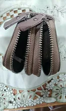 Monederos multifuncionales para mujer, carteras de piel auténtica RFID con cremallera segura, tarjetero