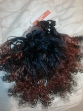 FASHION IDOL-mechones de pelo rizado Afro, 14 pulgadas, 7 unids/lote, pelo sintético curvado superior e inferior con encaje frontal y cierre