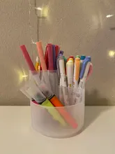 MINKYS-organizador multifuncional de 3 rejillas, soporte de escritorio para lápiz giratorio de 360 grados, gran capacidad, caja de lápices para Colegio, papelería