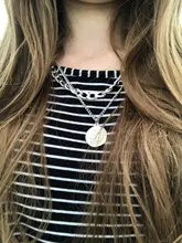 Collar Vintage multicapa con forma de moneda para mujer, Gargantilla, Color dorado y plateado, retrato de moda, cadena gruesa, joyería