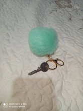 Gran oferta de 23 colores, abalorio mullido de conejo Artificial, bola llavero de pompones para mujer, bolso de coche, llavero, joyería EH343