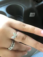 ANENJERY-anillo mariposa abertura para mujer, de Plata de Ley 925, Simple Flash, CZ, personalidad, viento fresco, regalo de San Valentín, S-R346