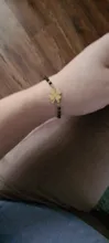 Pulsera de acero inoxidable con forma de trébol de oro rosa para mujer, brazalete de cuentas de cristal negro, joyería 2020