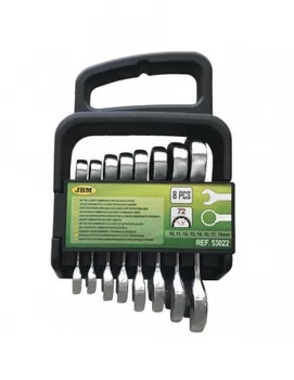 JBM 53022 SET OF 8 COMBINATION WRENCHES SHORT WITH RATCHET
JBM 53022 SET OF 8 COMBINATION WRENCHES SHORT WITH RATCHET