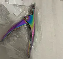 De acero inoxidable de Gel UV uñas falsas consejos Trimmer clíper cortadora de borde de Arte de uñas de manicura U de arco iris de plata de oro herramientas