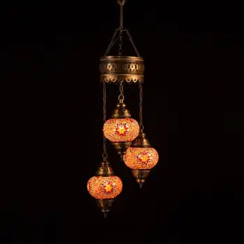 Brass Special 3 Ball Turkish handmade mosaic chandelier 
Brass Special 3 Ball Turkish handmade mosaic chandelier