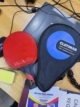 Raqueta de tenis de mesa de murciélago de carbono de alta calidad, pala de ping pong de goma, mango corto, mango largo