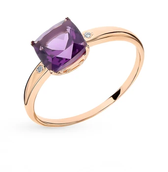 Gold ring with amethyst and diamonds sunlight sample 585 
Gold ring with amethyst and diamonds sunlight sample 585