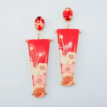

Earrings jewelery flowers (Lock-carnations, acrylic, red) 54519