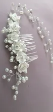 Boda nupcial de cristal novia perla accesorios para el cabello flor hecho a mano diadema cuentas decoración peine del pelo para las mujeres