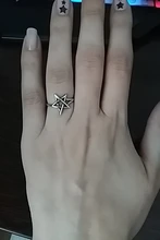 Retro tailandés Color plateado pentagrama estrella anillo ajustable para mujeres de moda regalo de fiesta, joyería S-R284