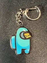 LLavero de estilo metálico con dibujos animados de AmongUs para coche, decoración para llaves, regalo de Navidad, tamaño pequeño de 4CM