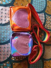 Mini monedero de arcoíris Love para niñas pequeñas, pequeño bolso de hombro cuadrado, de cuero PU, cruzado