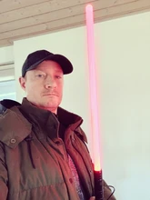 Jedi 80cm Mini sable láser RGB 7 cambio de colores LED espada mango de Metal pesado sonar el duelo dos en uno en Saber Cosplay Stage Props