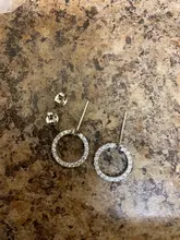 LByzHan-pendientes de tuerca redondos geométricos para mujer, de Plata de Ley 925, con diamantes de imitación de cristal, joyería bonita