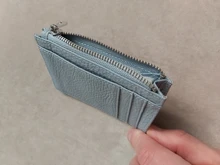Tarjetero de piel auténtica para hombre y mujer, Cartera de Cremallera gruesa grande, a la moda, Color caramelo, Bolsa de tarjeta de crédito de Banco de negocios