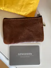 GENODERN-monedero Vintage Crazy Horse de cuero genuino para hombre, monedero con cremallera de cuero genuino, soporte de llave Retro, monedero pequeño