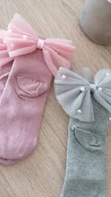 Calcetines de algodón con lazos para niñas bebé, tobilleros, bonitos