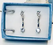 ANENJERY de Plata de Ley 925 de circón brillante geométrico pequeño aro pendientes para las Mujeres Nuevo versátil accesorios oído S-E1441