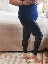 Pantalones de lápiz de cintura alta XL-5XL de talla grande para mujer, pantalones largos de piel sintética de PU, pantalones ajustados elásticos sexis informales