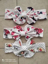 3 unids/set Floral arcos diadema bebé diademas de chica de elástico Bowknot bebé banda de pelo turbante conjunto, accesorios para el cabello para chicas