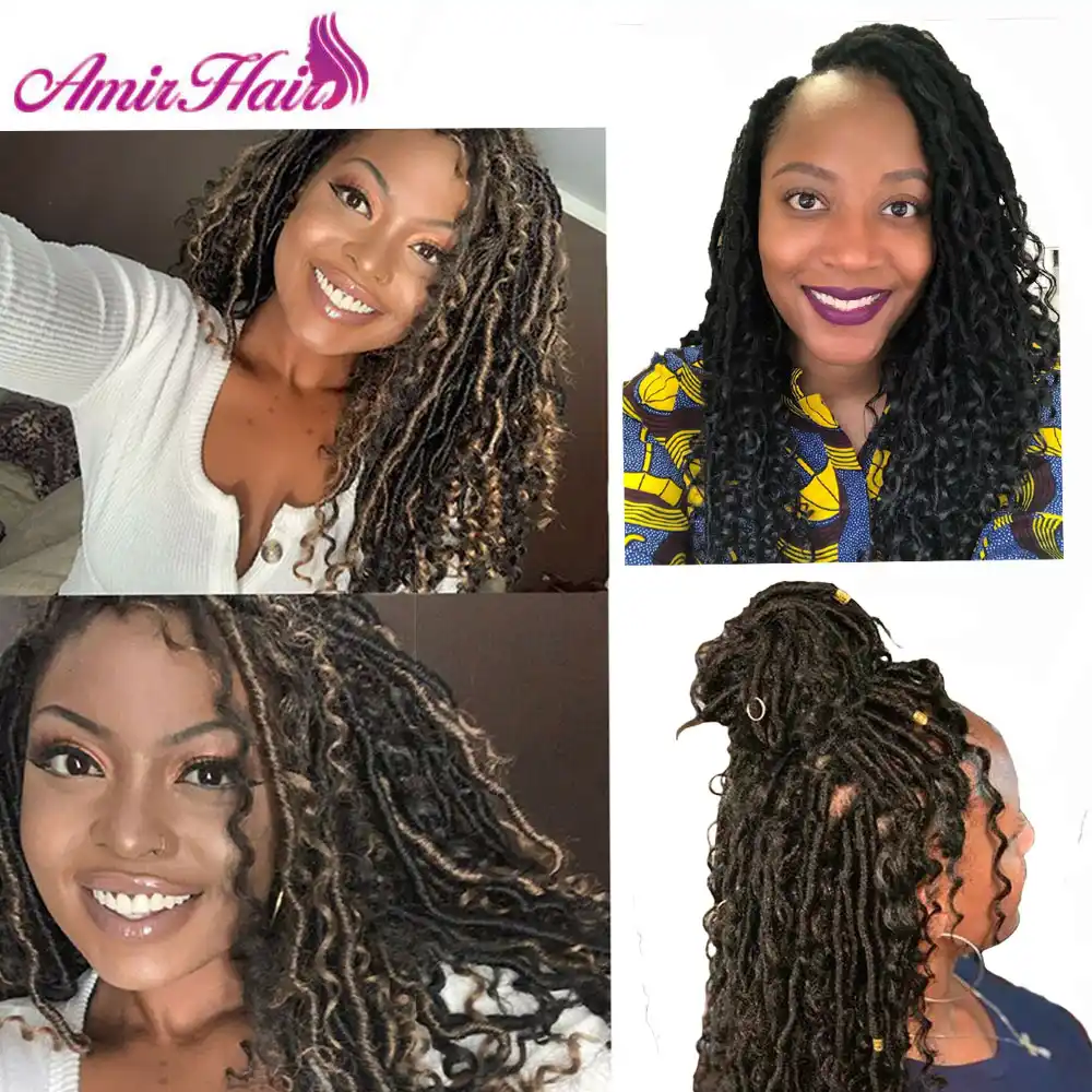 Kosichki Amir Goddess Locs Vyazanye Kryuchkom Volosy Dlya Narashivaniya Sinteticheskie Kosichki Dlya Chernyh Ili Belyh Zhenshin 18 Dyujmov Naturalnye Chernye I Korichnevye Aliekspress