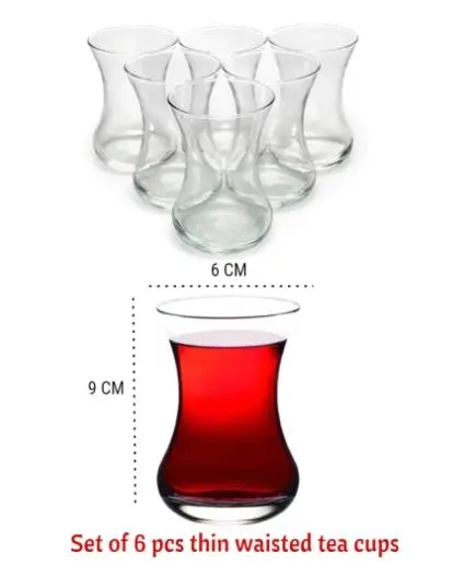 WONDERFUL Set of 6 Slim Waist Turkish Tea Cups High Quality Glasses - 5 Hours Presentation Service - For Six People - 135 cc Eac
WONDERFUL Set of 6 Slim Waist Turkish Tea Cups High Quality Glasses - 5 Hours Presentation Service - For Six People - 135 cc Eac