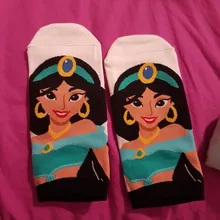 Disney-Calcetines antideslizantes de algodón con dibujos animados para niños, medias de princesa, sirena, Princesa, anna, Blancanieves