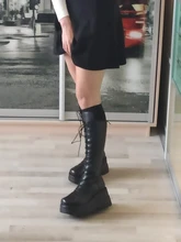 Botas de bolsillo para mujer, botas de encaje para mujer, botas de tobillo para mujer, con correa de hebilla negra, botas de tobillo gruesas para mujer, plataforma