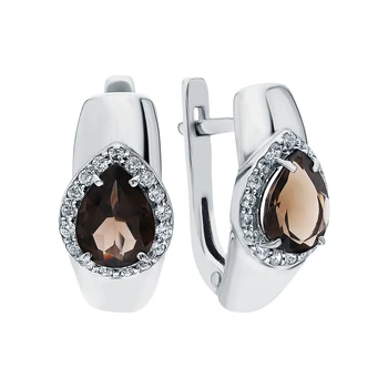 Silver earrings with раухтопазами and cubic zirconia sunlight sample 925
Silver earrings with раухтопазами and cubic zirconia sunlight sample 925
