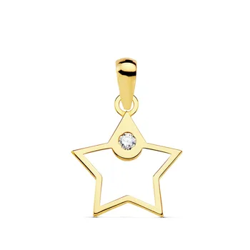18k gold pendant women 12mm. Star openwork smooth edge tip cubic zirconia
18k gold pendant women 12mm. Star openwork smooth edge tip cubic zirconia