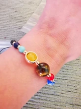 Pulsera ajustable con sistema Solar de piedra Natural, pulsera con cuentas de galaxia del universo, ocho planetas, regalo para novia