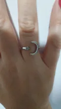 Anillo de plata de primera ley con forma de luna y estrella para mujer, sortija, plata esterlina 925 Plata de Ley auténtica, Circonia cúbica, zirconia, circonita, zirconita, estilo minimalista, 2019