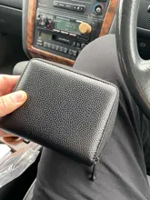 Portatarjetas de cuero genuino RFID para mujer, cartera para tarjetas bancarias, portadores de identificación femenina, 586 a 48