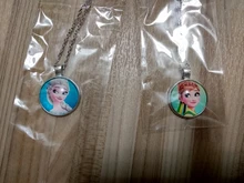 Invierno princesas Elas Anna regalo de vidrio redondo de cristal cabochon plata plateado/colgante de cristal collar de la joyería para regalo