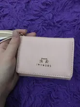 PURDORED 1 Pc lindo mujeres cartera Tarjetero de cuero Mini borla corta pequeña cartera monedero de mujer señoras tarjeta caso Tarjetero