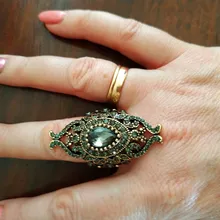 Kinel-joyería Bohemia para mujer, anillos de bronce antiguo para regalo, joyería Vintage, piedra de resina negra y roja, anillos étnicos turcos para mujer